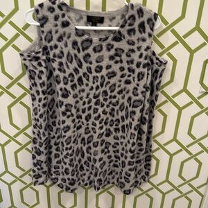 Charter Club Luxury Gorgeous Animal Print Open Shoulder Cashmere Sweater!